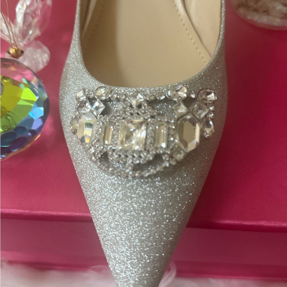 Nine West Sparkling Silver Heels with Rhinestones - Picture 4 of 10